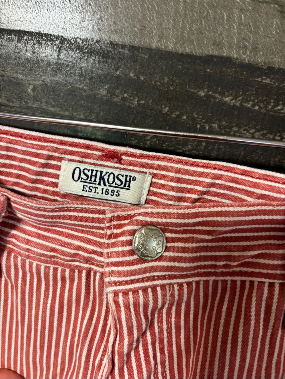 VTG OshKosh B'gosh Red Striped Straight leg Jeans w/ Heart Pocket Carpenter 10